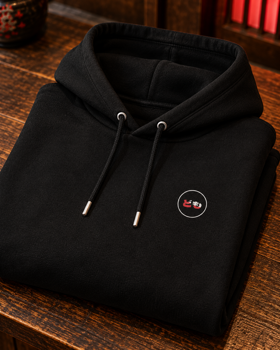 Nukumori Cruiser 2.0 unisex relaxed-medium-fit 350 GSM hoodie — folded garment, cotton fabric and printed Domo chest logo