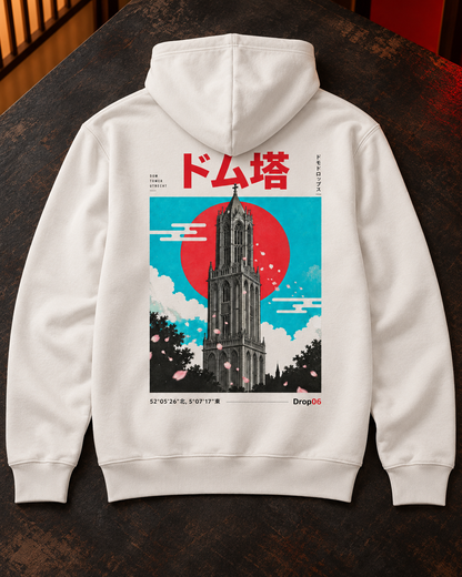 Nukumori Cruiser 2.0 unisex relaxed-medium-fit 350 GSM hoodie — back artwork laid flat