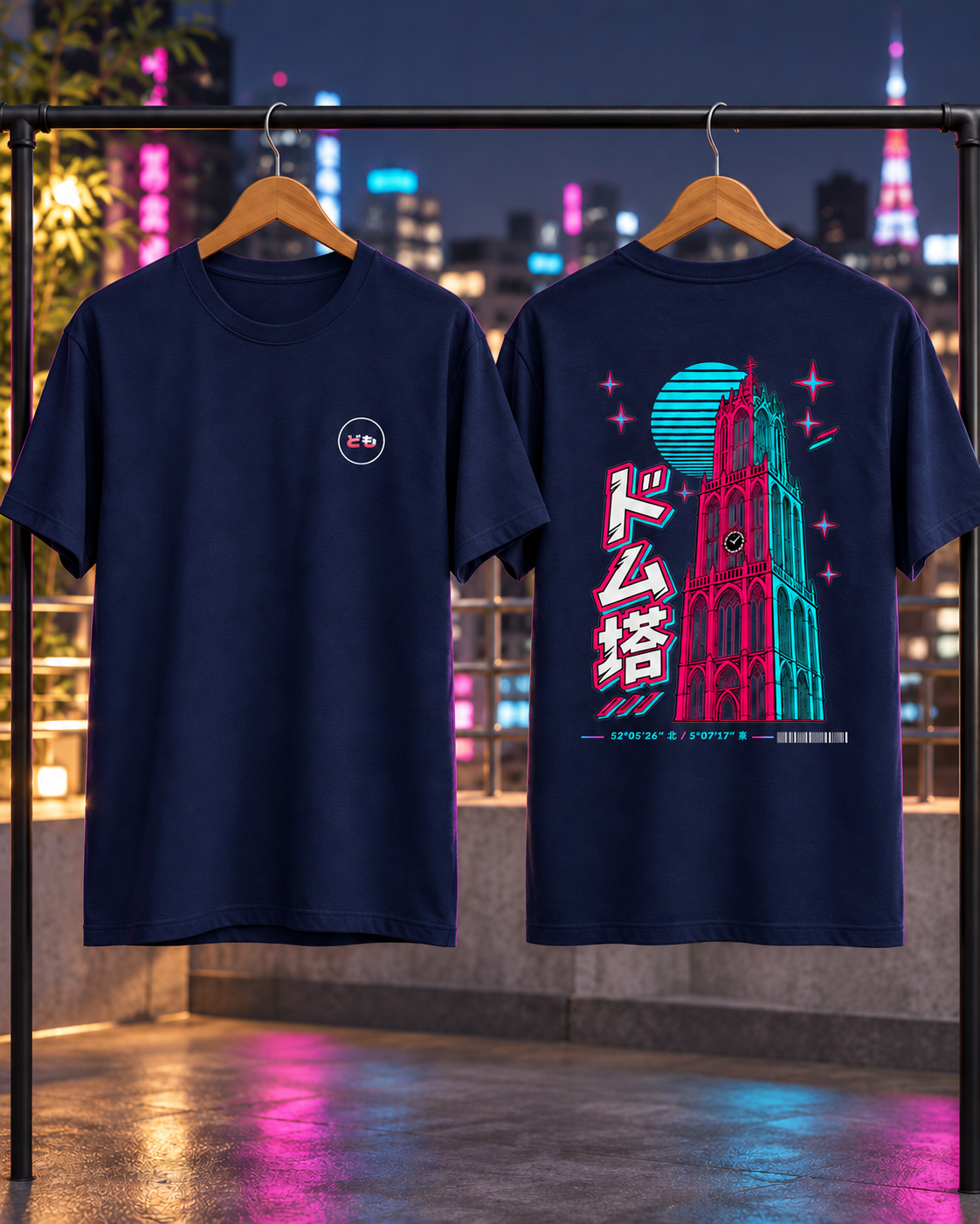 Kata Tee 型 | Neo — front and back on hangers, no neck labels