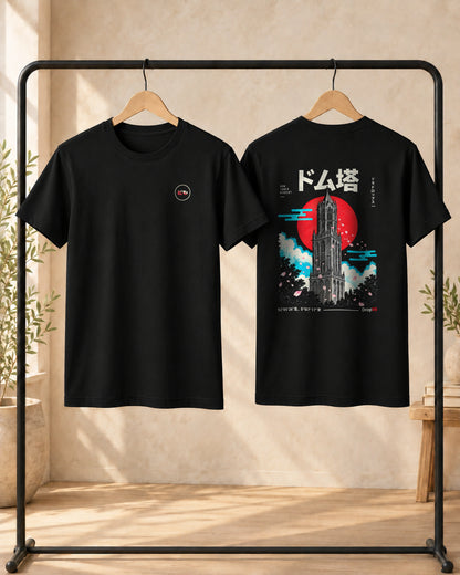 Kata Tee 型 | Origin Dark — front and back views on hangers