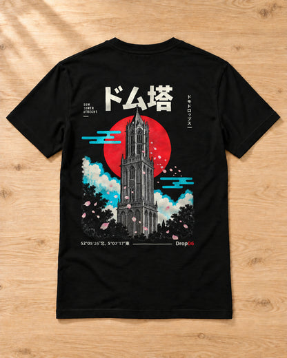 Kata Tee 型 | Origin Dark — back artwork laid flat on a table