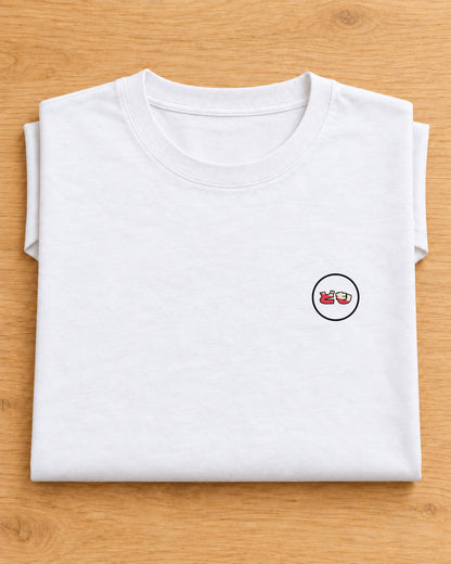 Kata Tee 型 | Origin Light — folded garment showing the Domo chest logo