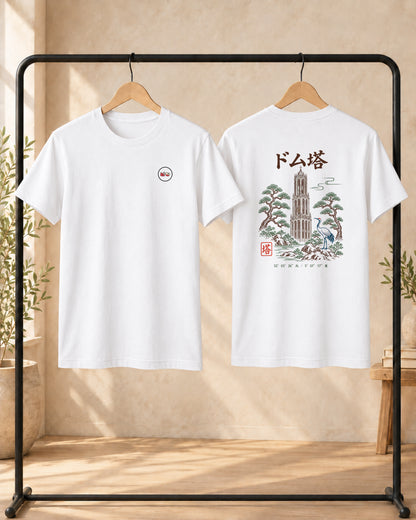 Kata Tee 型 | Zen Light — front and back views on hangers