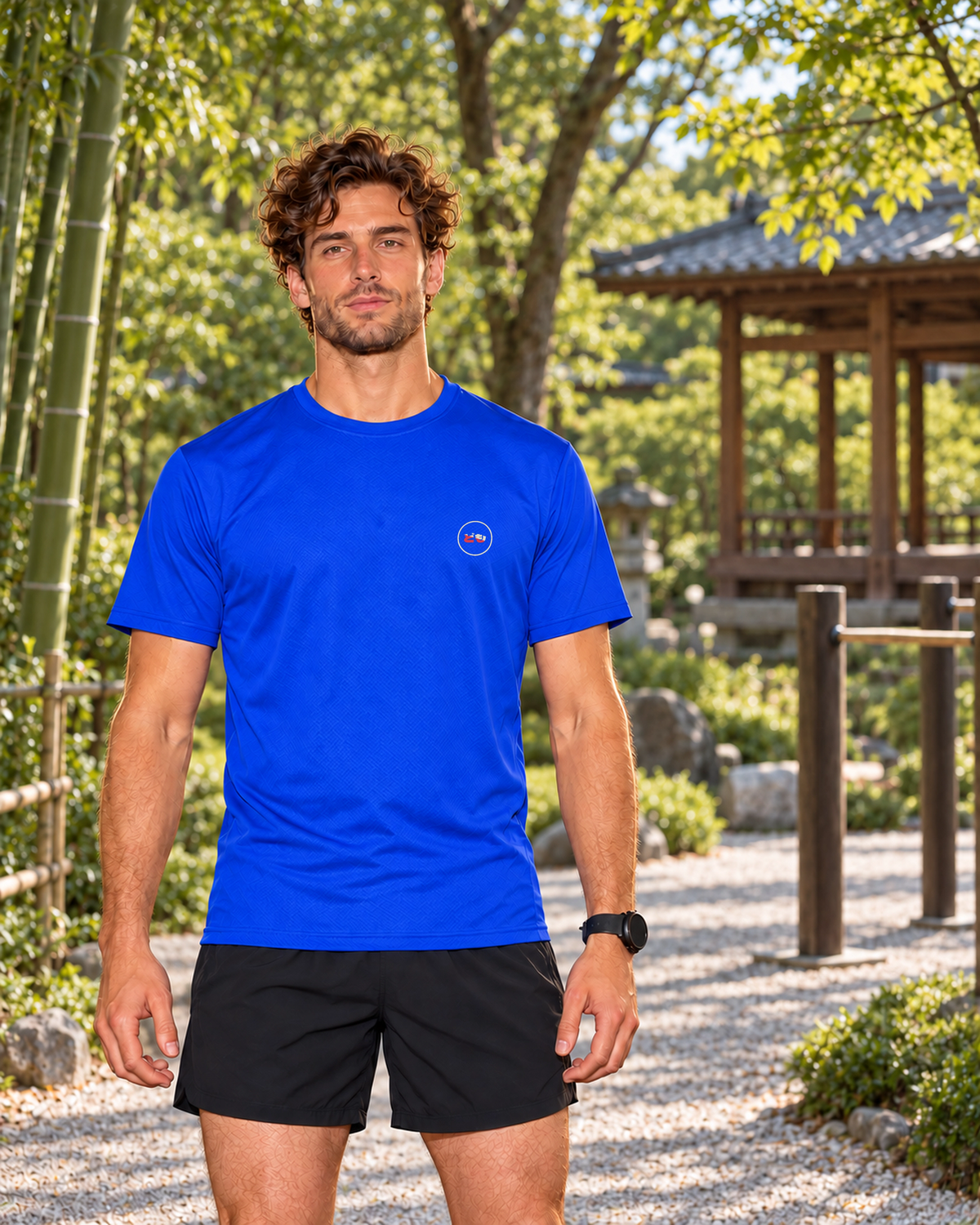 Kaze Sport 風 | Ink — front view with the Domo chest logo in a gym