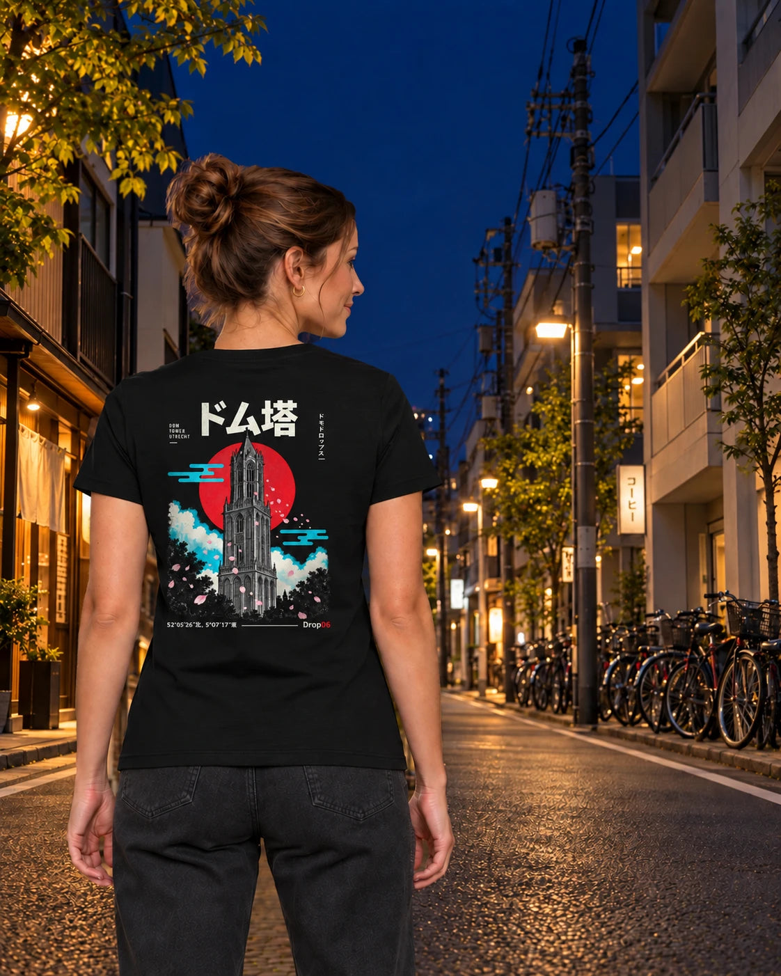Saki Tee 咲 | Origin Dark – second rear view in its Japanese setting