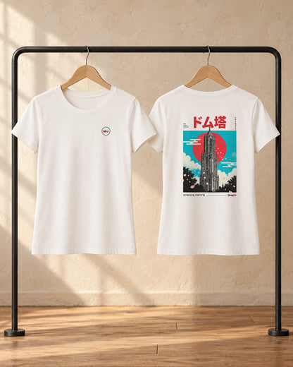 Saki Tee 咲 | Origin Light — front and back views on hangers