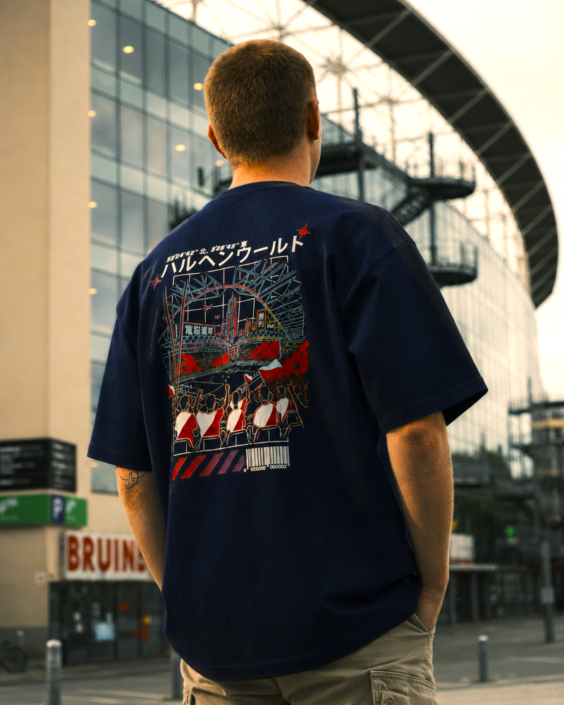 Fudō Tee Neo — diep navy — rugaanzicht