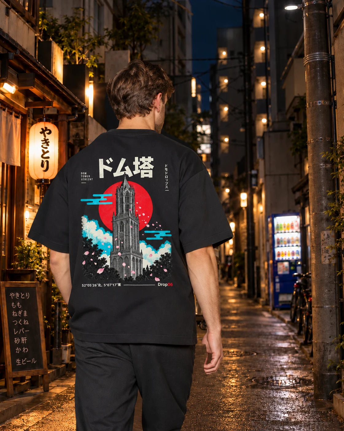 Fudō Tee 不動 | Origin Dark – second rear view in its Japanese setting