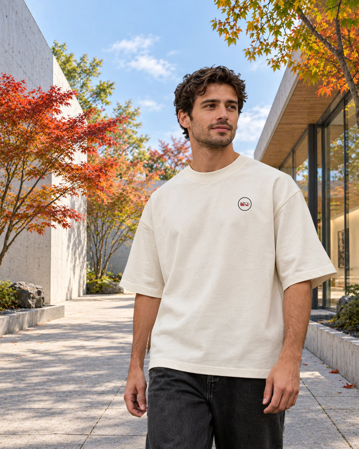 Fudō Tee 不動 | Origin Light – front view in its Japanese setting