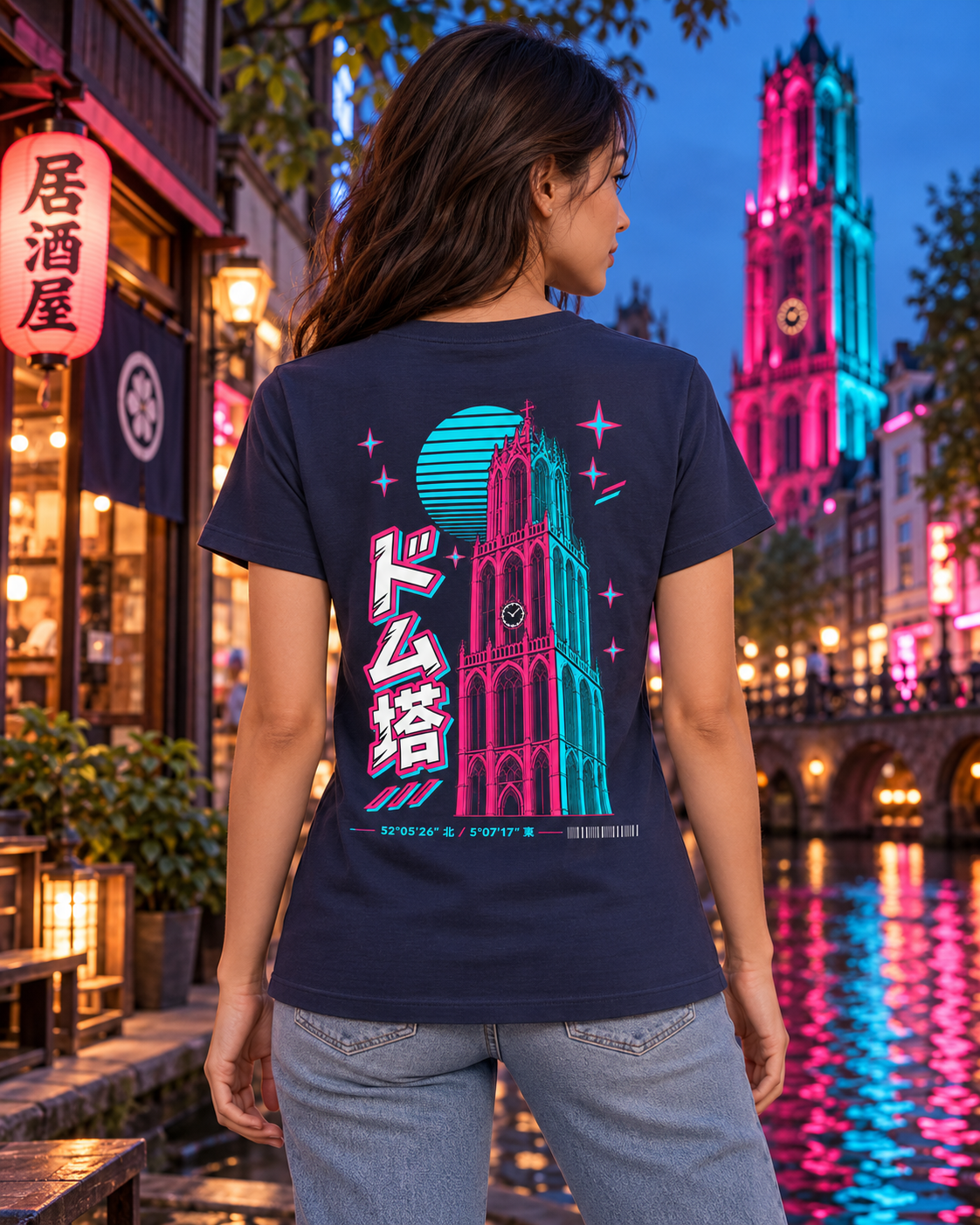 Saki Tee 咲 | Neo — women's fit — model back view