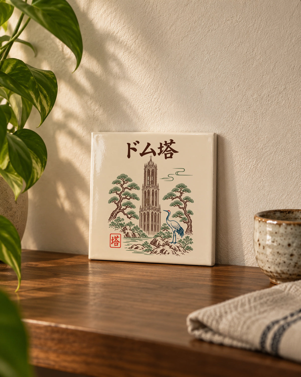 Tōki Tile 陶 | Zen — tile with Zen artwork displayed indoors